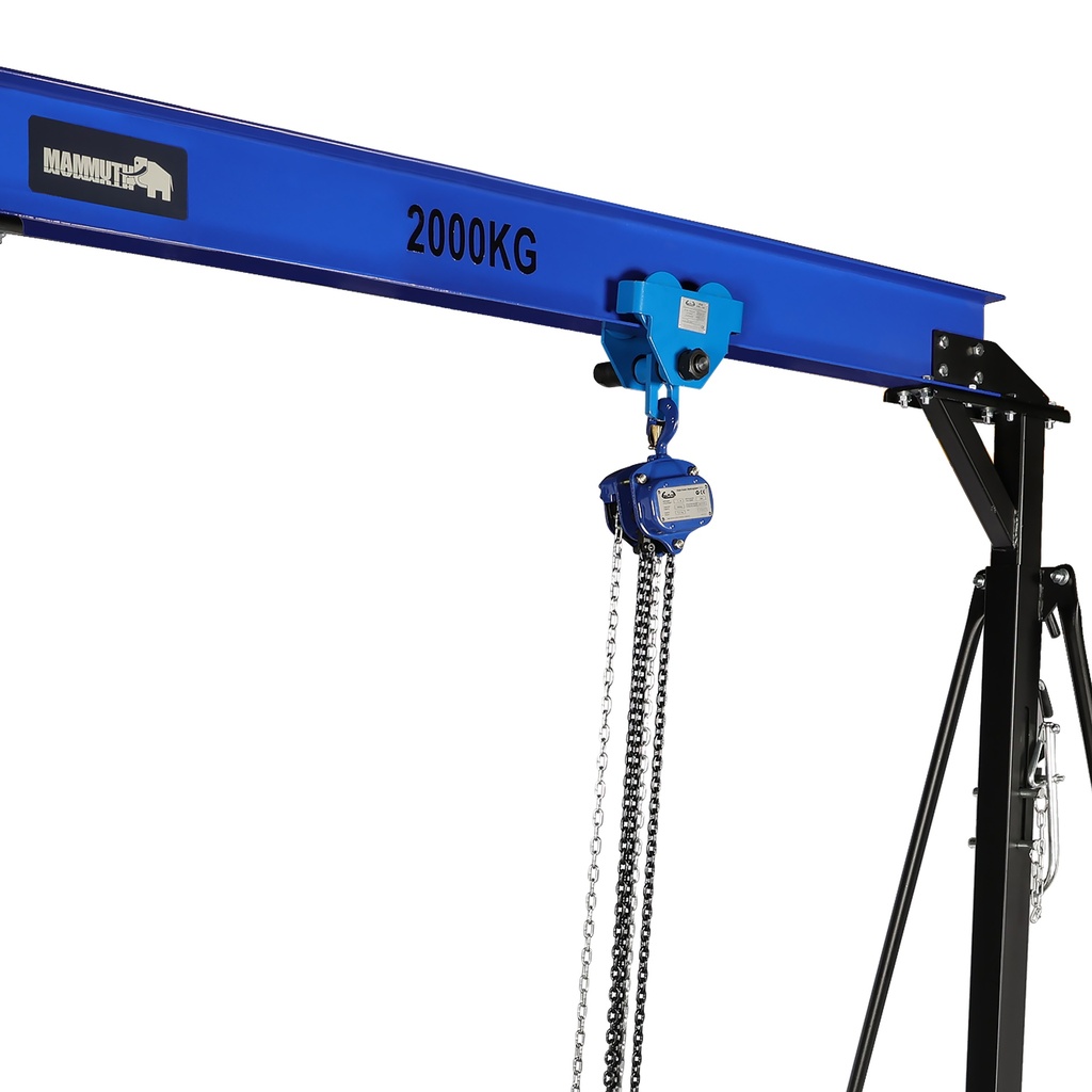 2 Ton Gantry Crane Set (Plain Trolley & 3m Chain Block)