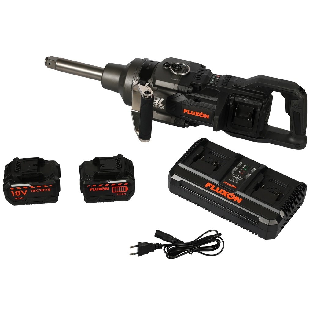 Fluxon cordless impact wrench 1” 4000 Nm incl. 2x 8 Ah batteries and dual charger