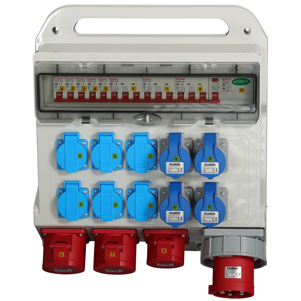 Fluxon portable 63A power distribution box