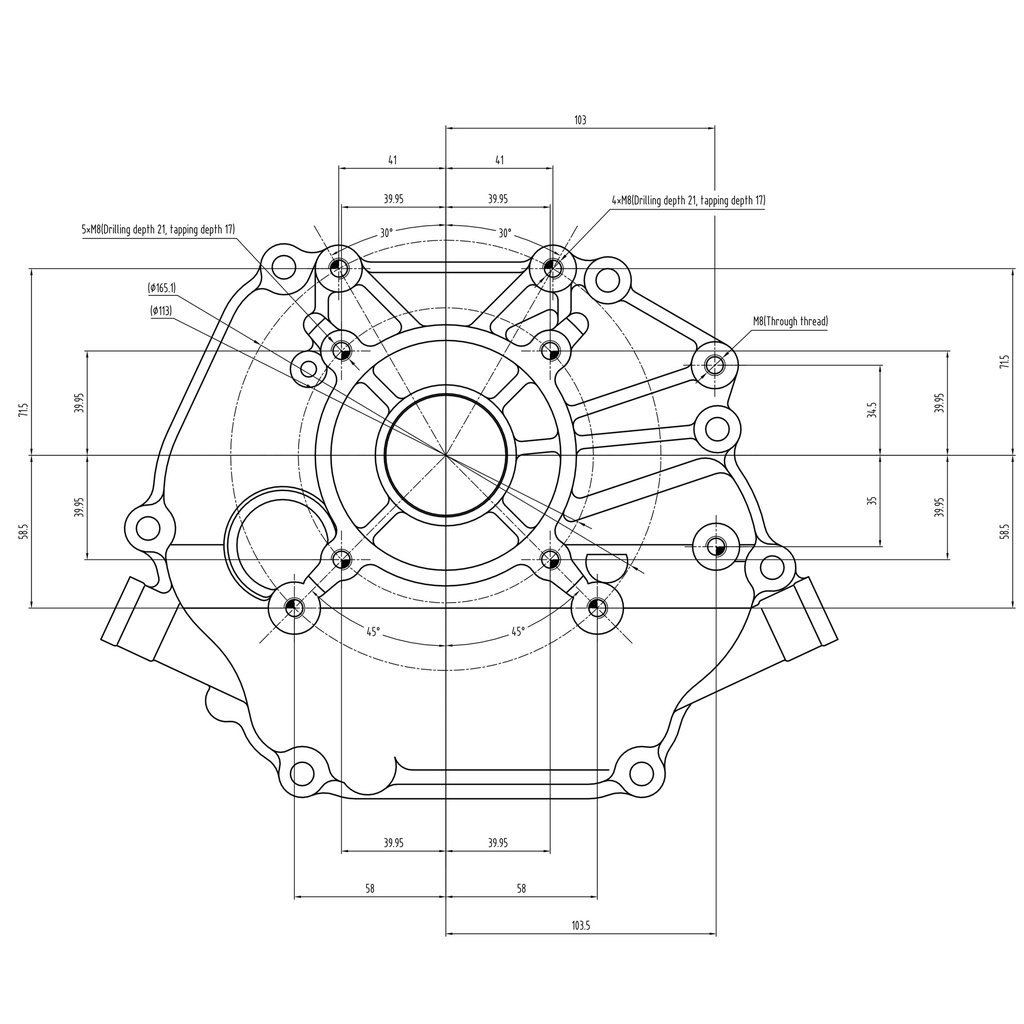 Gasoline engine E-start 9pk shaft size 25,4mm
