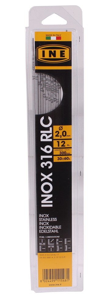 [INE31620B12] Welding electrodes stainless steel 316RLC 2,0mm 300mm 12st